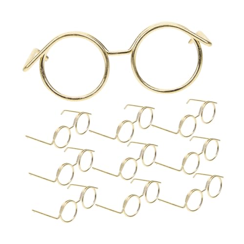 BESTonZON 10St Puppenzubehör puppentasche Puppen Kleidung Spielzeugbrillen Dollhouse Brillen sammlerstücke Brillenrequisiten zum Anziehen Puppe Mini-Brille Puppenbrille schwarz Metall Golden von BESTonZON