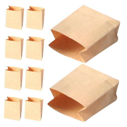 BESTonZON 10st Puppenhaus-verpackungsbeutel Miniatur Mini-haussüßigkeiten-verpackungsbeutel Dolly House Mini-papiertüten Verpackungsbeutel Für Mini-hauskekse Light Brown Kraftpapier von BESTonZON