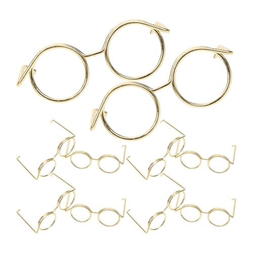 BESTonZON 10st Puppenzubehör Puppe Verkleiden Zubehör Puppenbrille Minibrille Für Puppen Lustige Brillendekore Dekorative Glasdekore Miniatur-Brillen-Requisiten Mini-Brille Metall Golden von BESTonZON