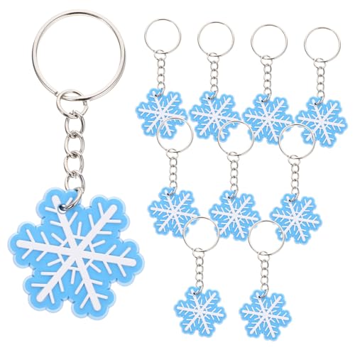 BESTonZON 10st Schneeflocken-schlüsselanhänger Schneeflocke Schlüsselanhänger Kette Gadgets Girlande Auto Schlüsselanhänger Gans-schlüsselanhänger Knopf Ring Stuffer Stifte Cool Sky-blue Pvc von BESTonZON