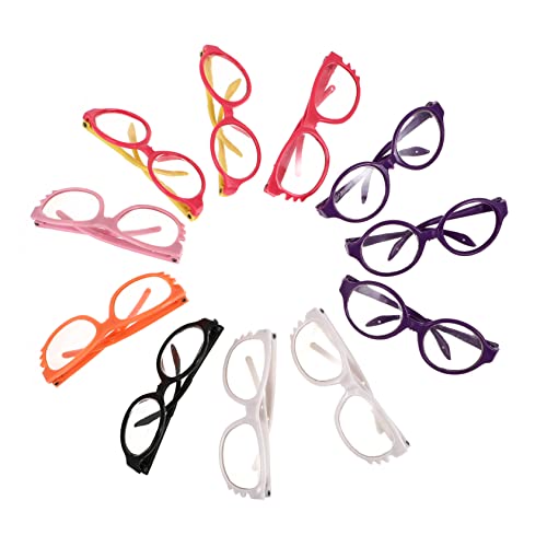 BESTonZON 11St Puppenbrille Puppen kinderpuppe Kompakte Brillen Geburtstagsgeschenke Spielzeugbrillen Puppe Brillen Anziehbrille aus Kunststoff Puppengläser Dekore Plastik von BESTonZON