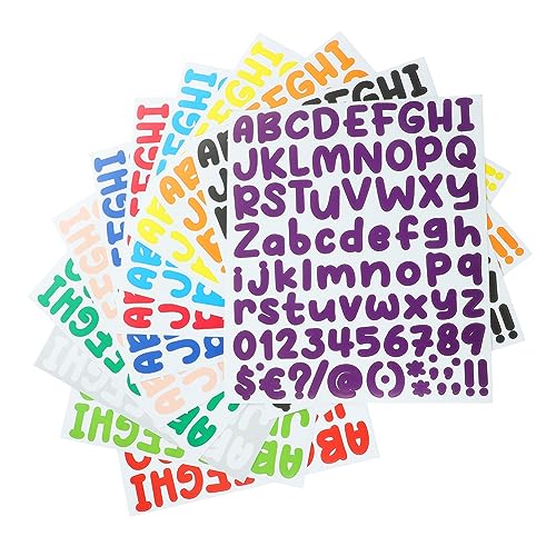 BESTonZON 12 Blätter Scrapbooking Sticker Scrapbook Stickers Sticker Postfachnummer Alphabet-Buchstaben-Aufkleber Zeitschriftenzubehör Alphabet-Buchstabenaufkleber Colorful von BESTonZON