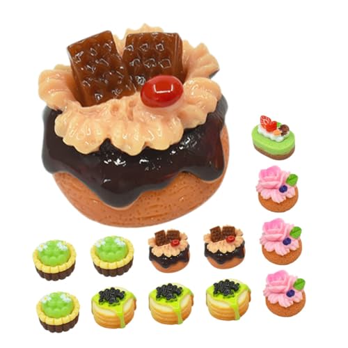 BESTonZON 12 Stück Simulierte Obstkuchen Kuchen Eiscreme Kuchen Miniatur Rollenkuchen Miniatur Rollenspiel Spielzeug Miniatur Lebensmittel Mini Dessert Lebensmittel Requisite von BESTonZON