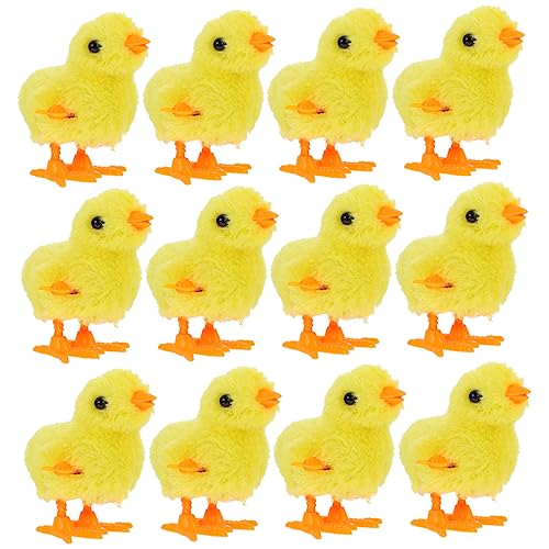 BESTonZON 12 Stück Uhrwerk Huhn für hühner Wind-up ziernieten Fun Toy Kinderspielzeug zum Aufziehen Plüschstoffe Yellow von BESTonZON