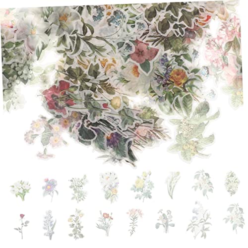 BESTonZON 120St Vintage Blumen Aufkleber Scrapbooking-Zubehör Scrapbook-Aufkleber Blumendekor Scrapbooking Sticker Scrapbook Stickers Zubehör für ästhetische Journale Zarte Aufkleber PVC von BESTonZON