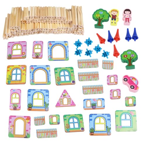 BESTonZON 128St Kinder Puzzle Spielzeug bürodekorationen Dekoration Schlafzimmer selbstgemachte Puppenmöbel Holzbausatz Modelle Spielzeuge holzspielzeug selber Machen Holzhaus Spielzeug von BESTonZON