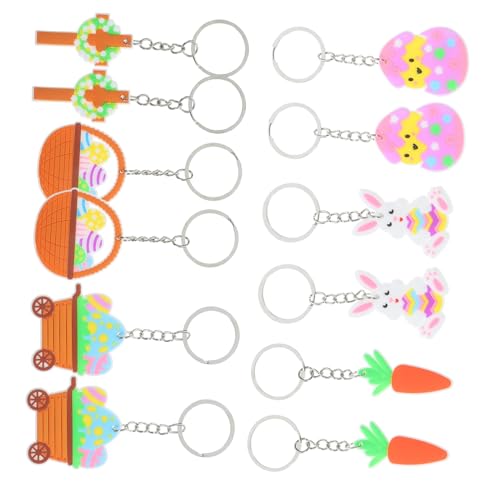 BESTonZON 12St Ostern Schlüsselanhänger schlüsselanhänger schlüsselbund car key chain car keychain Haken Halter entzückender -Schlüsselanhänger Ei-Schlüsselanhänger PVC von BESTonZON