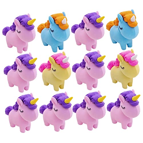 BESTonZON 12St Radiergummi Mini-Radierer Party große Kinderpreise Spielzeug für Kinder und Mädchen 3D-Puzzles für Kinder 3D-Radierer Einhorn Schulmaterial Einhornstifte Einhorn Gummis von BESTonZON