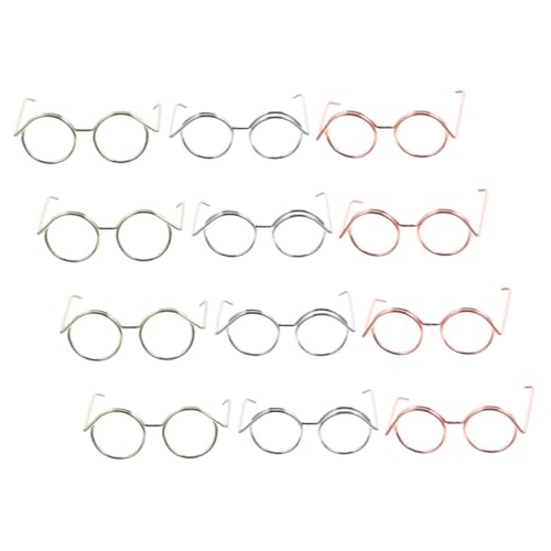 BESTonZON 12st Puppenbrille Minibrille Für Puppen Brille Zum Anziehen Der Puppe Brillenrequisiten Zum Anziehen Puppe Verkleiden Zubehör Brillen Zum Anziehen Der Puppe Mini-Brille Kupferkabel von BESTonZON