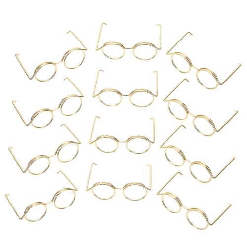 BESTonZON 12st Puppenbrille Puppe Verkleiden Sich Brillen Katze Kostüm Sonnenbrille Mini-Sonnenbrille Für Puppen Puppe Sonnenbrille Hund Sonnenbrille Katzen-Sonnenbrille Metall Golden von BESTonZON