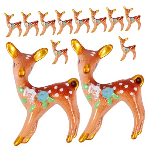 BESTonZON 12st Sikahirsch Dekoration Waldtierfiguren Hirsch Baumspitze Rentier-kuchenaufsatz Hirschfiguren Zum Basteln Mini-Rentier Mini-hirschfiguren Miniatur Weihnachtsfiguren Harz von BESTonZON