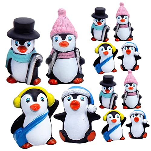 BESTonZON 12st Winter-pinguin-ornament Figur Pinguin- Positiver Pinguin Pinguin-becher Pinguin Kuchen Pinguin Weihnachtsschmuck Pinguin Plüsch Miniatur-pinguin-ornament Vinyl von BESTonZON