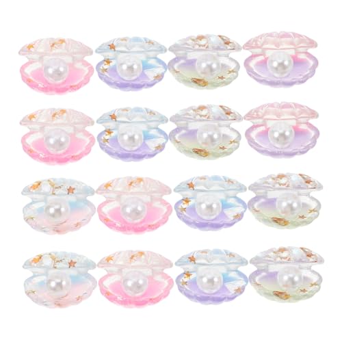 BESTonZON 16 Stück Künstliche Perlenmuscheln Dekorative Muscheln Für Charms Muschelketten Set Jakobsmuscheln Kilt Schmuck Mini Vasenfüller Muscheln Zum Basteln Schmuckregal Tank von BESTonZON