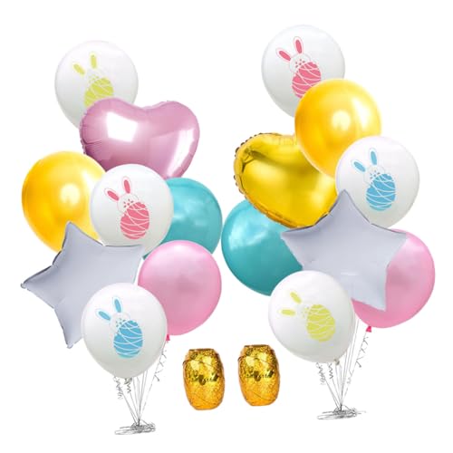 BESTonZON 18 Teiliges Luftballon Set Für Ostern Bunte Latexballons Aluminiumfolie Herz Und Sternform Bedruckte Ballons Einfarbige Ballons Herzballons von BESTonZON