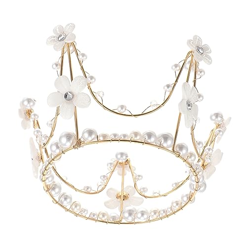 BESTonZON 1Stk Kronenkuchen dekorieren Perlenkopfschmuck Geburtstagskuchen Krone Kuchendekoration Strass-Tiara hochzeitsdeko Kuchen Topper Kronenkopfschmuck Party-Kuchen-Dekor Plastik von BESTonZON