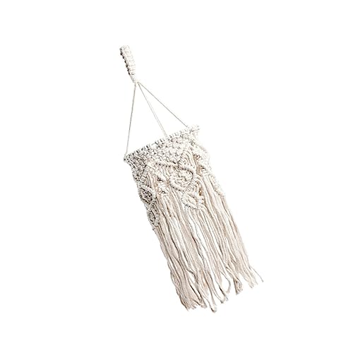 BESTonZON 1Stk Lampenschirm Makramee-Wandteppich Deckenleuchte aus Rattan Boho- Retro Styles Home Decor böhmischer gewebter Heller Farbton Lampenabdeckung für zu Hause Baumwolle Weiß von BESTonZON