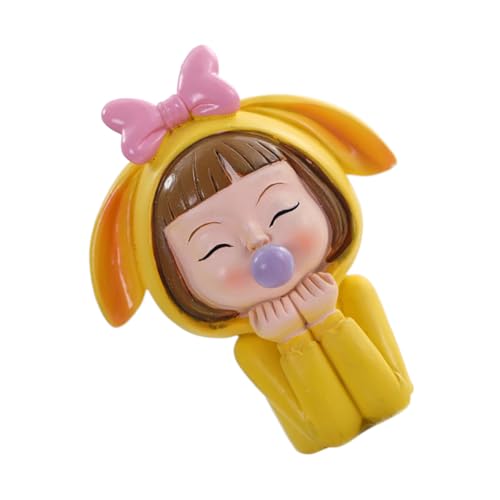 BESTonZON 1Stk mädchen puppe dekoration Kinderschmuck Miniatur-Mädchenstatuen Sammlerfiguren für Mädchen adventsgeschenke kinder basteln Kuchen Picks entzückende Kuchendekoration Harz Yellow von BESTonZON