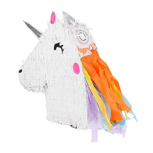 BESTonZON 1stk Einhorn-piñata Spiel Pinata Mit Stock Themberchaud-plüsch Traditionelle Pinata Mexikanische Piñata Pinata-stick Für Kinder Plüschtiere Pinata-spielzeug Babytiere Papier Weiß von BESTonZON