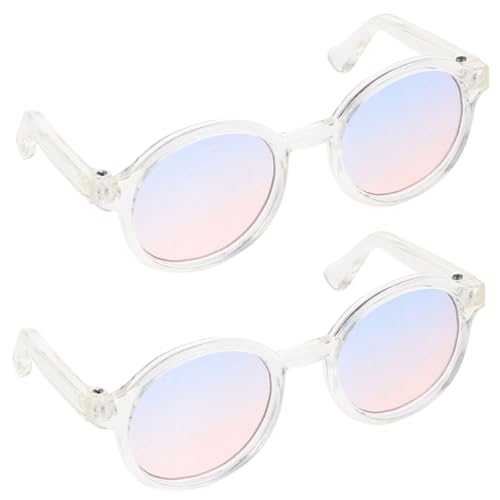 BESTonZON 2 Paar Puppe Mini-Brille Frauen Ästhetische Sonnenbrillen Damen in Herzform Gläser Lustige Sonnenbrillen Für Frauen Polarisiert Plastik von BESTonZON