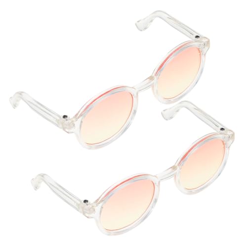 BESTonZON 2 Paar Puppe Mini-Brille quadratische Sonnenbrillen für Damen über Brille begeisterte Rave-Brille stilvolle Brillenrequisiten Mini-Brillenmodelle Plastik von BESTonZON