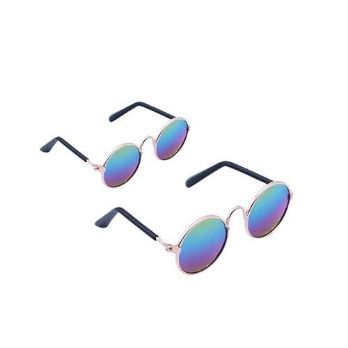 BESTonZON 2 STK Puppe Dekor Gläser trinkbrille fahhrad Brillen Haustier Brille doll Sonnenbrille Welpenbrille Mini-Sonnenbrille für Puppe kleine Farbbrille Brille für Puppenhaustier von BESTonZON