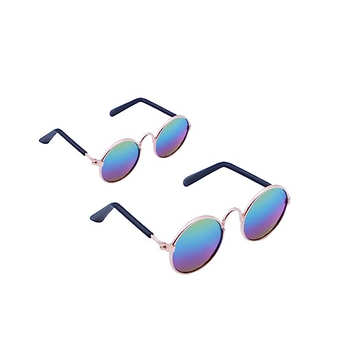 BESTonZON 2 STK kleine Farbbrille Haustier Sonnenbrille Mini-Sonnenbrille für Puppe Puppenbrille Brille für Puppenhaustier trinkbrille fahhrad Brillen Haustier Brille Puppe Dekor Gläser von BESTonZON