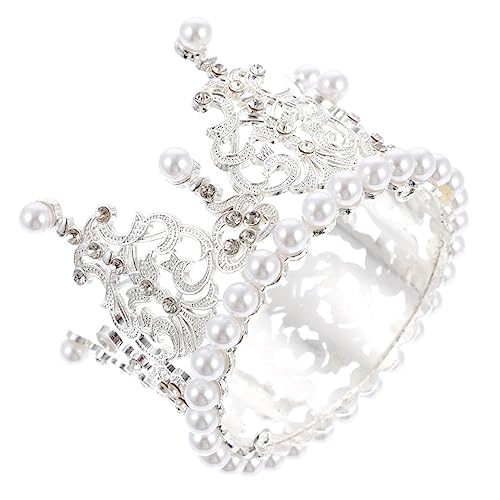 BESTonZON 2 Stk Krone Dekoration Ornament Dekorative Kronen Kopfschmuck Für Kuchenverzierung Krone Tortenaufsatz Backen Krone Stütze Backdekorationen Künstliche Perle Silver von BESTonZON