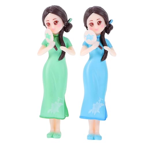 BESTonZON 2 Stück Mikro Landschaftspuppe Chinesische Cheongsam Puppe Auto Dekor Puppe Chinesische Cheongsam Figur Cheongsam Mädchen Statue Cheongsam Kleid Japanische Kimono Puppe von BESTonZON