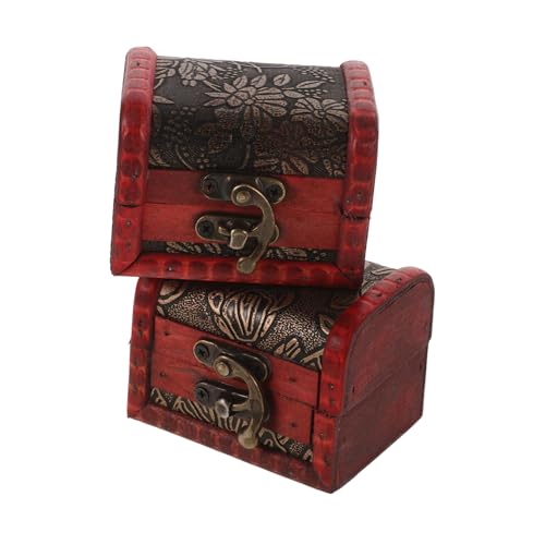 BESTonZON 2 Teilige Box Aus Holz Im Vintage Stil Schmuckschatulle Für Armband Halskette Schale Piratenschatzkiste Broschenetui Schlüsselschale Antiker Schmuck Organizer Antiker von BESTonZON