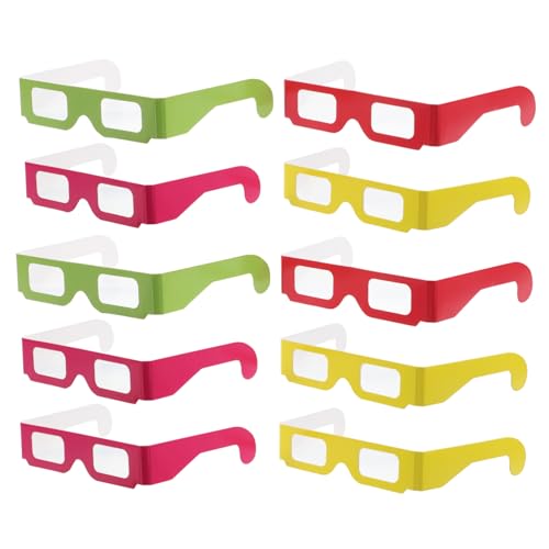 BESTonZON 20 STK Bunte Gläser D Brille Lichteffekt Brille Ferienclub Brille Rainbow Brille Regenbogenbrille 3D-Beugungsbrille Kaleidoskopbrille Festival-Kaleidoskop-Brille Partybrille Papier von BESTonZON