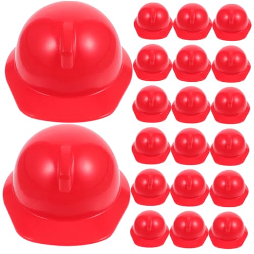 BESTonZON 20 Stk Spielzeughelm Kinderspielzeug Miniaturpuppenhelme Puppenhut Puppenkleidung Accessoires Puppenhüte Plastikpuppen-Konstruktionshut Schutzhelme für Miniaturpuppen Abs rot von BESTonZON