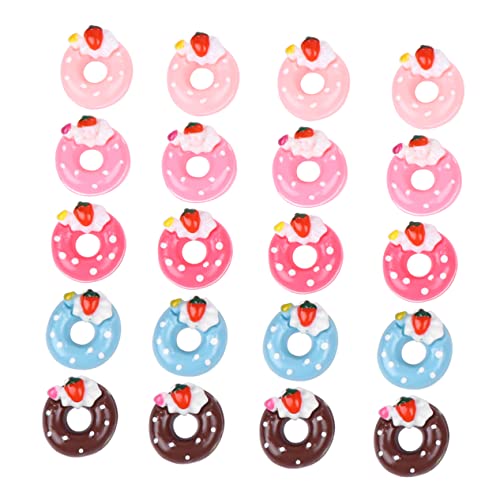 BESTonZON 20 Stück DIY Donut Zubehör Süßigkeiten Dekor Telefonschale Ornament Künstliches Donut Design Zubehör DIY Zubehör DIY Projekte Bastelbedarf Harz von BESTonZON