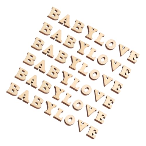 BESTonZON 200St Handgefertigte Buchstabenholzspäne DIY Dekoration Holz Buchstaben für Home Decor Buchstaben für Dekoration Alphabet Holz Bastelbriefe natürlicher Holzbuchstabe hölzern Beige von BESTonZON