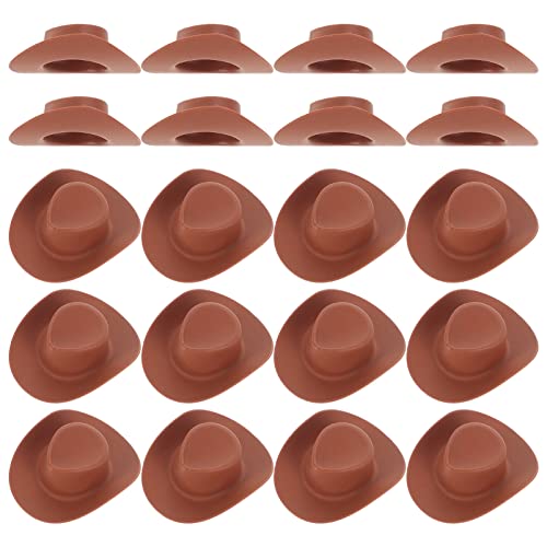 BESTonZON 20St Mini-Cowboyhut für kinderspielzeug Toys hühner Miniaturhut Puppenhüte kleine Puppenhüte kleine Hüte Plastik Brown von BESTonZON