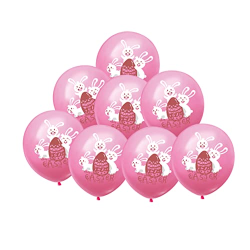 BESTonZON 20St Osterzubehör Hasenballon Ballons mit Kaninchendruck aufblasbarer Ballon Blasen ostern luftballons ozdoby wielkanocne Ballongas Zubehör für die Osterparty Osterballons Rosa von BESTonZON