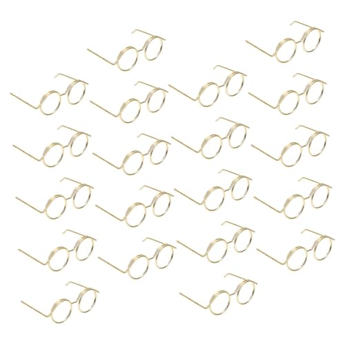 BESTonZON 20st Metallbrille Dekorative Glasdekore Puppenbrille Puppe Verkleidet Brille Brillen Zum Anziehen Der Puppe Miniatur-Brillen-Requisiten Puppengläser Zum Basteln Mini-Brille Golden von BESTonZON