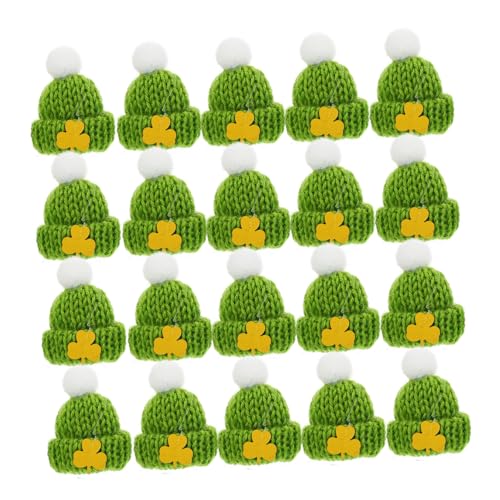 BESTonZON 20st Mini-Kappe DIY Herstellung Von Zubehör Mini-strickmützen Puppenbastelhüte Dekoration Zum St. Patrick's Day Kleiner Hut Patricks Day Dekorationen Entzückende Puppenhüte Garn von BESTonZON