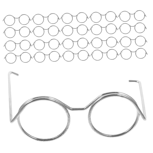 BESTonZON 20st Minipuppenbrille Stylische Puppensonnenbrille Austauschbare Mini-Brille Umrandete Puppensonnenbrille Sonnenbrille Zum Anziehen Der Puppe Mini-Brille Für Puppe Eisen Silver von BESTonZON