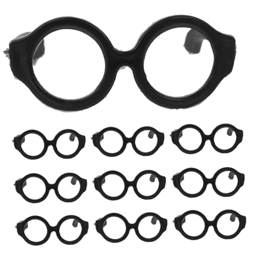 BESTonZON 20st Puppenbrille Entzückende Mini-Brille Miniatur-Brillen-Requisiten Puppe Mini-Brille Lustige Brillendekore Brillen Zum Anziehen Der Puppe Dekorative Glasdekore Black Plastik von BESTonZON