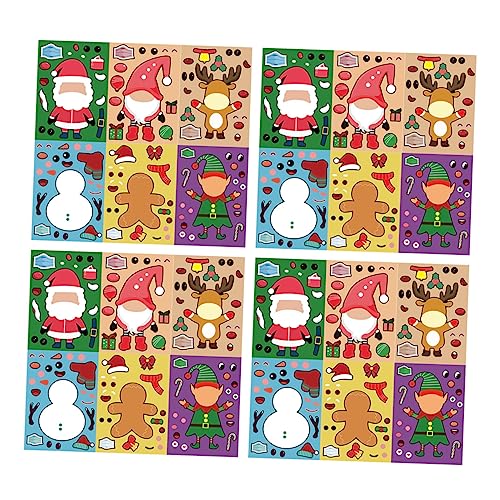 BESTonZON 24 Blätter Weihnachtsaufkleber bastelsets für Weihnachten weihnachtsbastelsets für weihnachstsgeschenk rätsel Sticker- Papieraufkleber Colorful von BESTonZON