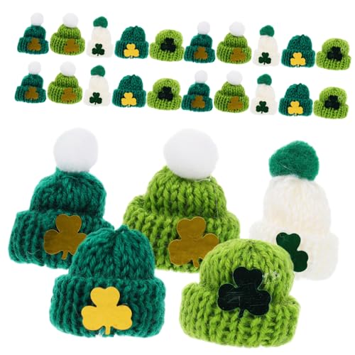 BESTonZON 25St Mini-Strickmütze St. Patricks Day Mini-Hut Mini-Hutverzierungen Miniatur Weihnachten Mini strickmützen Puppenmützen DIY Minihüte zum Selbermachen Mini-Puppenhüte Garn von BESTonZON