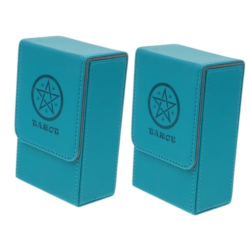 BESTonZON 2Er-Box Tarot-Karten-Box Deckel Tarotkartenhalter Spiel-Tarot-Deck-Halter Bindemittel Tarotkarten PU Leder Kartenbox Tarot-Kanister Aufbewahrungsbehälter Flanell von BESTonZON