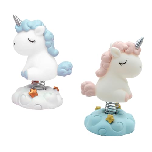 BESTonZON 2St Einhorn-Ornamente Armaturenbrett-Spielzeug Tischzubehör Auto-Armaturenbrett-Dekoration Tischdekorationen Kuchen Zubehör Desktop-Einhorn-Verzierungen Mini-Einhorn-Dekor Harz von BESTonZON