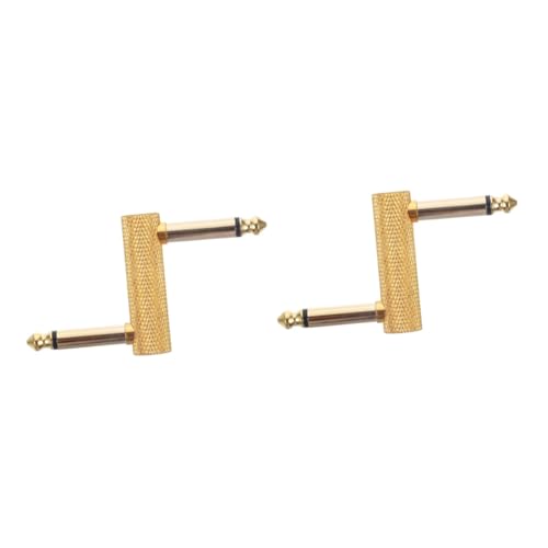 BESTonZON 2St Gitarrenkabel Treiber ab Rad Netzwerk Koaxialkabelanschluss Gitarrenverbindungskabel Z-förmiger Gitarrenadapter 6,35 mm Gitarrenstecker Adapter für Gitarrenpedal Metall Golden von BESTonZON