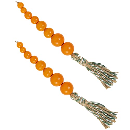 BESTonZON 2St Karottenperlen Osterperlen basteln Jutegarn Karotten-Ornament zu Ostern fensterdekoration fensterpolster hängende osterdekoration Perlenanhänger mit Osterquaste hölzern Orange von BESTonZON