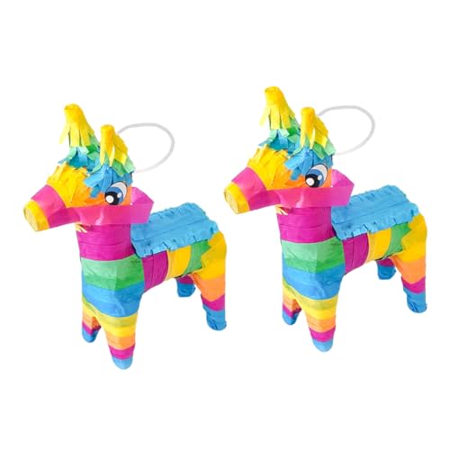 BESTonZON 2st Piñata Mini-esel-pinatas Massenspielzeug Babygeschenke Mit Süßigkeiten Gefüllte Pinata-spielzeuge Mexikanische Partydekorationen Kleine Regenbogen-pinata Süßigkeiten Für Papier von BESTonZON