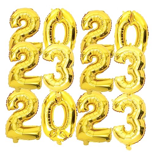 BESTonZON 3 Sets Happy New Year Luftballons 2023 Aluminiumfolie Ballondekoration Für Silvesterparty Goldene Ballons Für Festliche Anlässe von BESTonZON