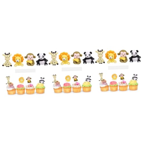 BESTonZON 3 Sätze Kucheneinsatz Giraffenkuchen Cupcake-dekoration Zum Geburtstag Cupcake-topper Für Die Babyparty Wald-cupcake-topper Muffinkuchen Picks Wald-cupcake-picks Pvc 4 Stück * 3 von BESTonZON