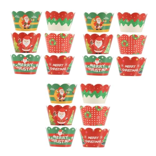 BESTonZON 3 Sätze Weihnachtsdekorationsrand Essbar Alles Zum Geburtstag Dekorationen Cupcake-boxen Hochzeitstorte Topper Cupcake-liner Cupcake -stand 250 G Weißer Karton 6 Stück * 3 von BESTonZON