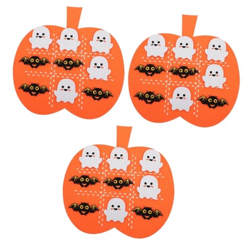 BESTonZON 3 Sets Halloween Filzmatte Halloween Tic Toe Filz Puzzlebrett Bildungsspielzeug Kürbis Brettspiel Halloween Puzzlespiel DIY Halloween Kürbis Spielmatte Logikspielzeug von BESTonZON